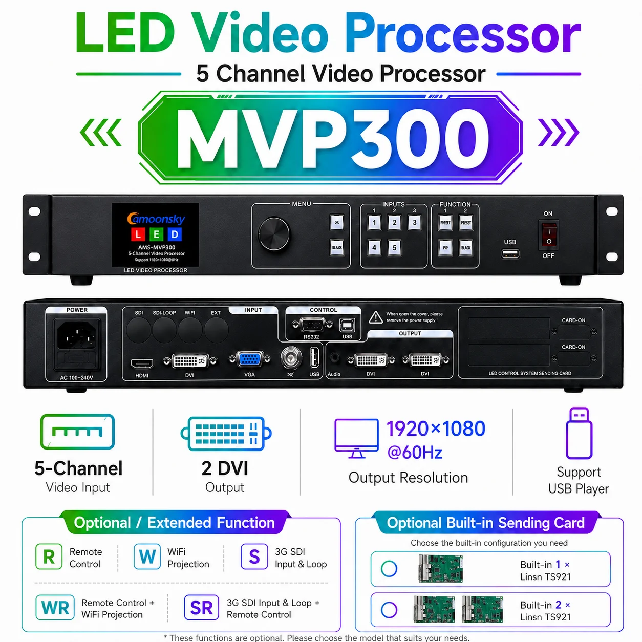 USB Led Display Processor MVP300 Insert Linsn TS802D Sync Sending Card Indoor Led Module Video Wall Usage