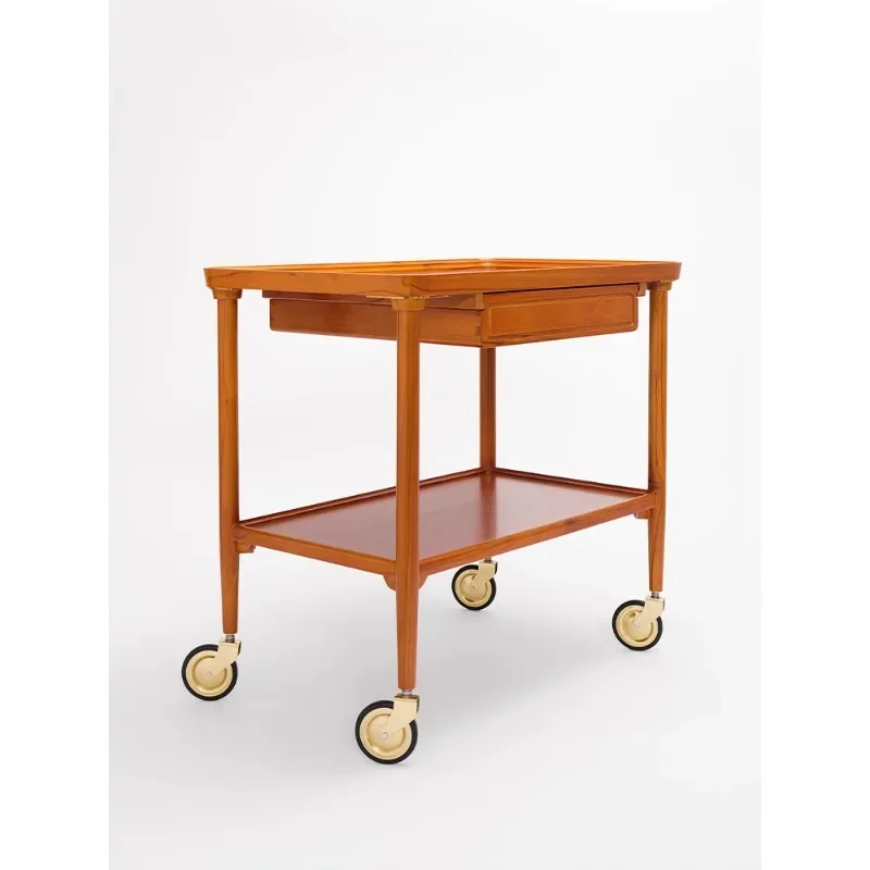 

Brass wheel trolley, Nordic movable coffee table retro dining car