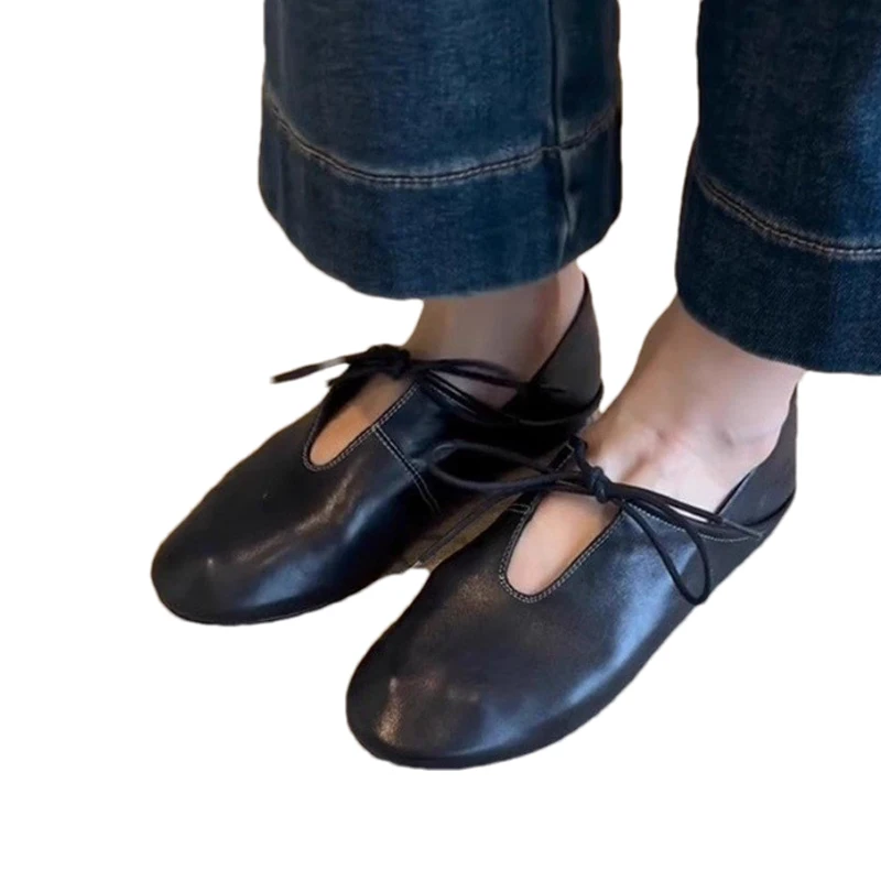 

Women Flats Sandals Casual Loafers Shoes Sport Sneakers Woman Summer 2026 Lace Up Leather Shoes Running Walking