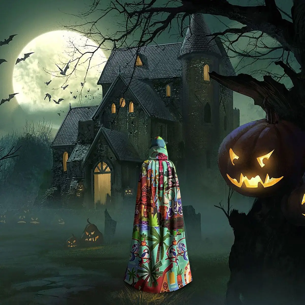 Capa larga con capucha para habitación Tiki encantada Original, disfraz Medieval de bruja, capa de Cosplay para Halloween, vampiro, adulto, Unisex
