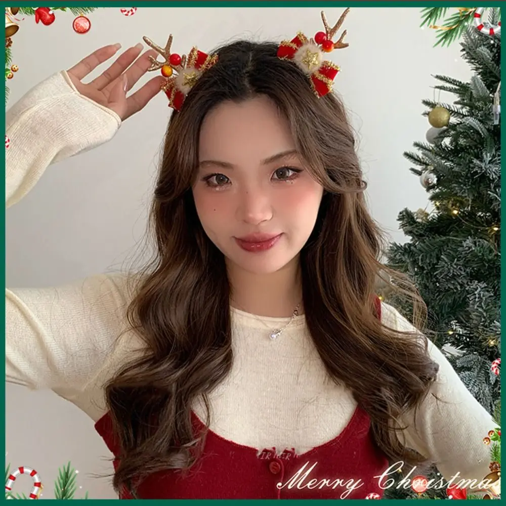 

С Рождеством Декор Рождественская заколка в виде лося с блестками Санта-Клаус Детская заколка для волос с рогами оленя Подарки Заколка для волос в виде рождественской елки