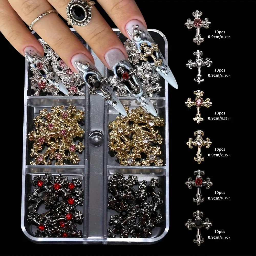 180 peças/de conjunto de acabamento cruzado y2k com strass-decoração de unhas de liga, adequado para mulheres e meninas, acessórios de unhas perfumados