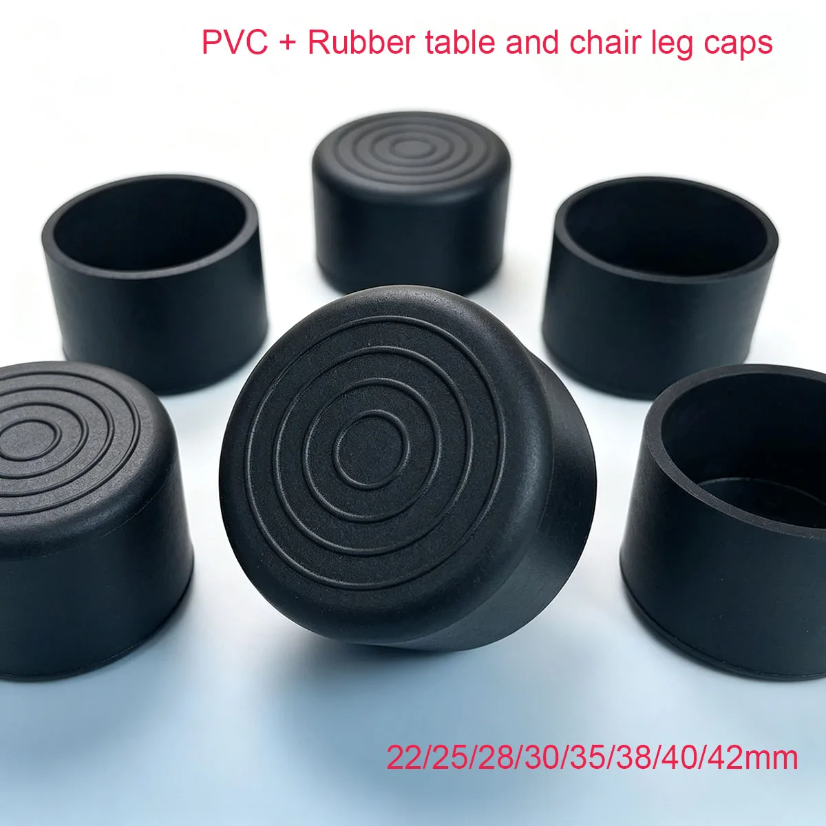22/25/28/30/35/38/40/42mm Black PVC Rubber Chair Table Feet Pipe Tubing End Cover Caps Cap Floor Protection