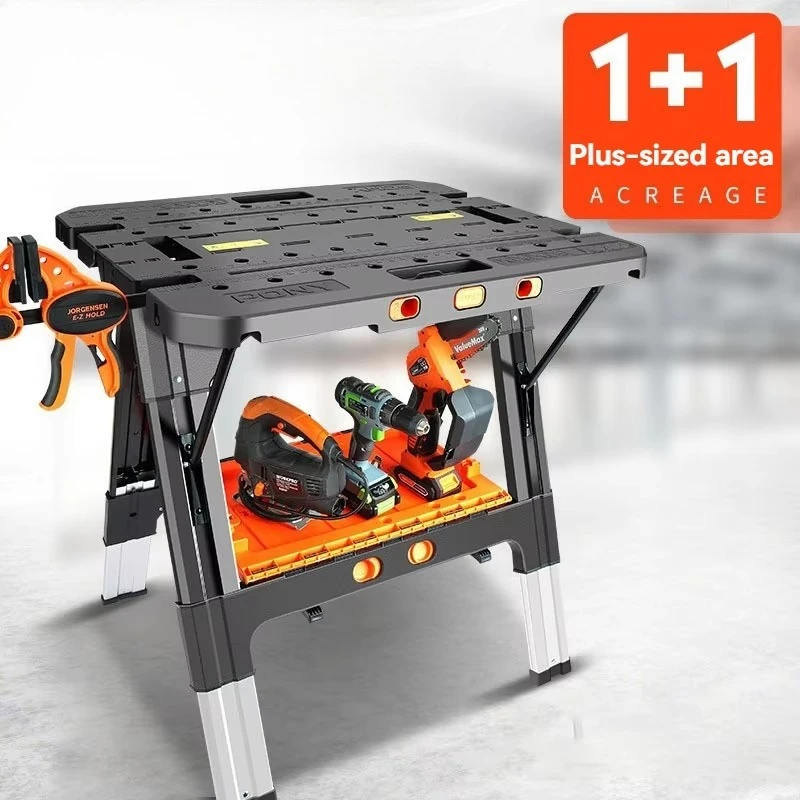 Table de travail pliante portable avec pinces de 12 pouces – Établi de travail du bois pour garage, magasin, usage domestique