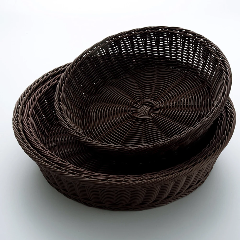 

Fruit Basket Display Pantry Storage Baskets Stand Wicker Woven Desktop Organizer
