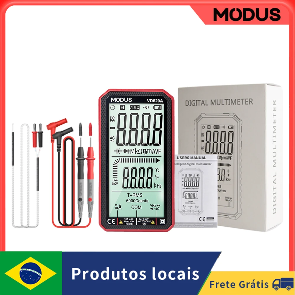 MODUS Intelligent Digital Multimeter,Transistor Tester,True RMS,Auto Capacitance Meter,Temp Resistance,6000 Counts