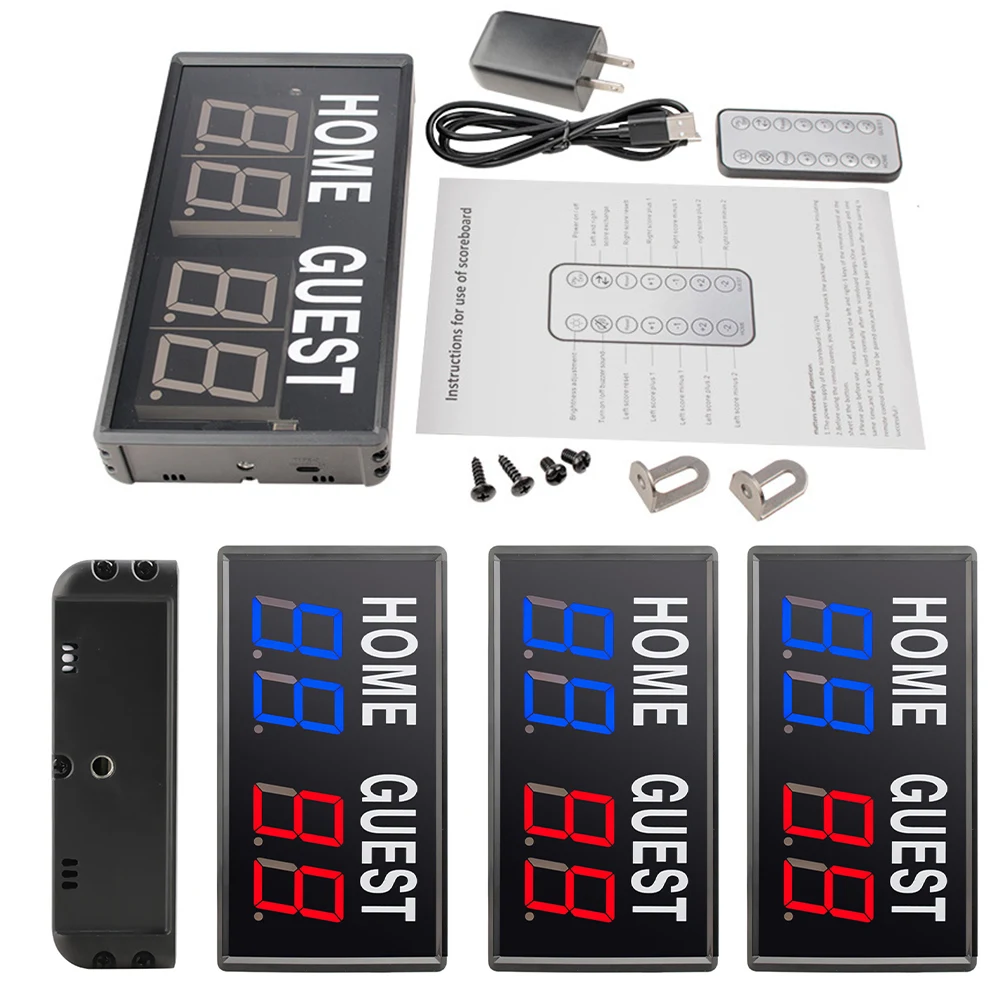 LED Digital Scoreboard Electronic Scoreboard Sores 0-99 Scoring Board with Remote for Basketball Ping Pong Baseball