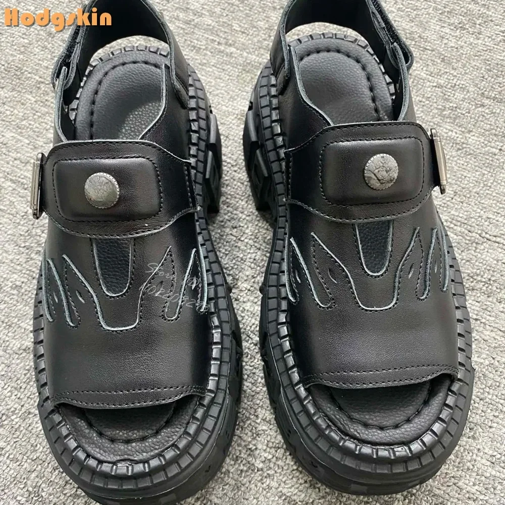 

Open Toe Roman Sandals Black Shallow Buckle Straps Rock Punk Thick Heels 2025 Women New Platform Casual Fashion Gladiator Shoes