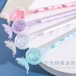 12/60 Pcs Girl's Heart Sequined Butterfly Gel Pens Set Cute Creative Signature Pen Student Test Office Supplies