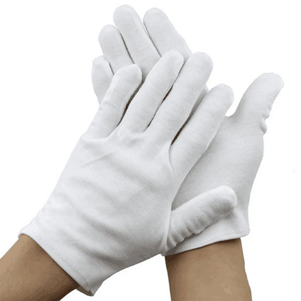 6 Pairs White Cotton Gloves For Dry Hands Moisturizing Eczema Inspection Work Gloves Washable Stretchable Cloth Gloves