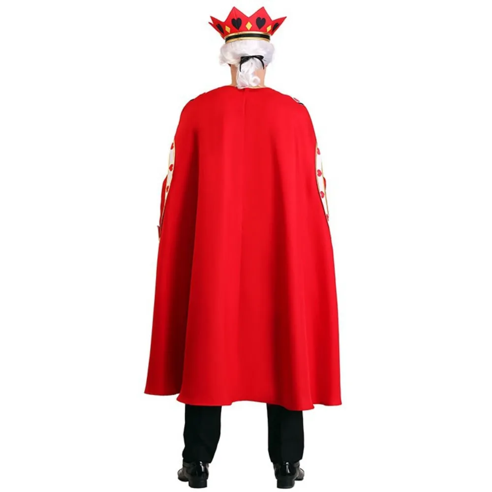 Rote Herzen König Cosplay Kostüm komplette Set Krone Robe Anzüge für Erwachsene Outfit Halloween Karneval Party Performance Kleidung Rollenspiel