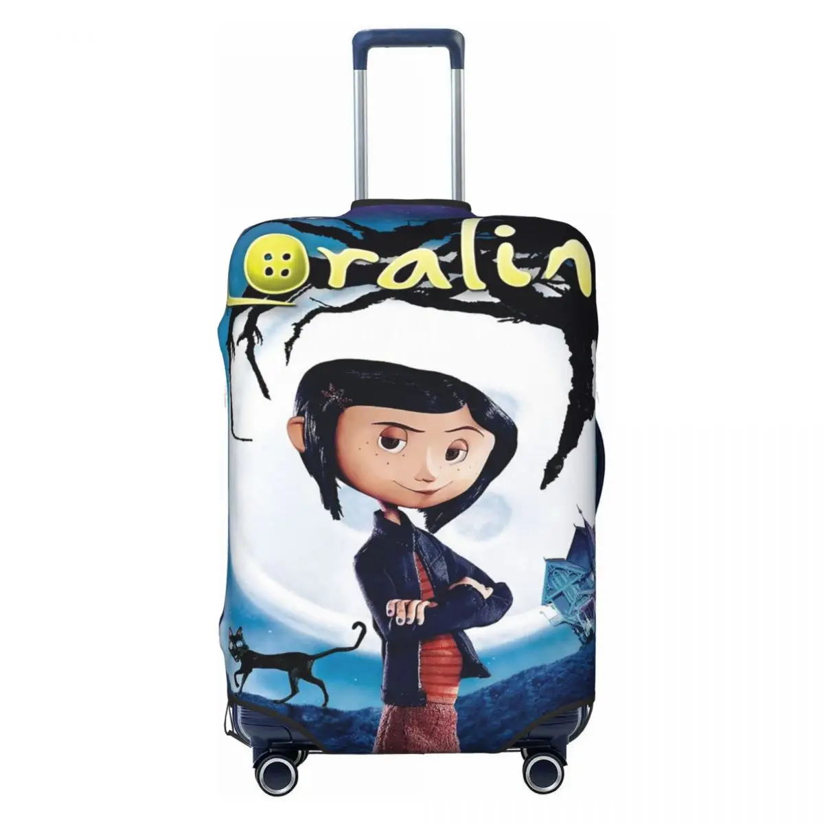 

Custom Horror Movie Coraline Luggage Cover Protector Funny Halloween Travel Suitcase Covers for 18-32 Inch