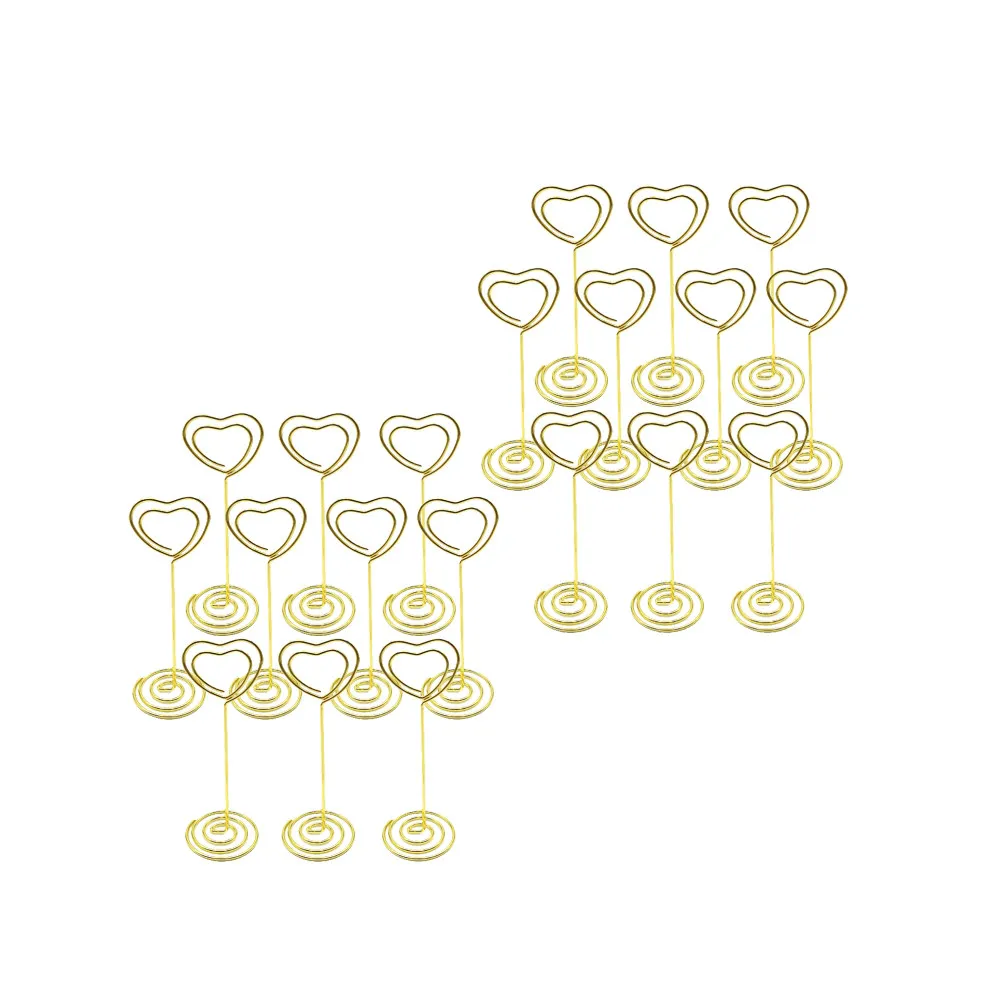 10Pcs Gold Heart Photo Clip Set 85Mm Metal Note Holder for Christmas Decor Dorm Living Room Anniversaries Memo Paper Stand