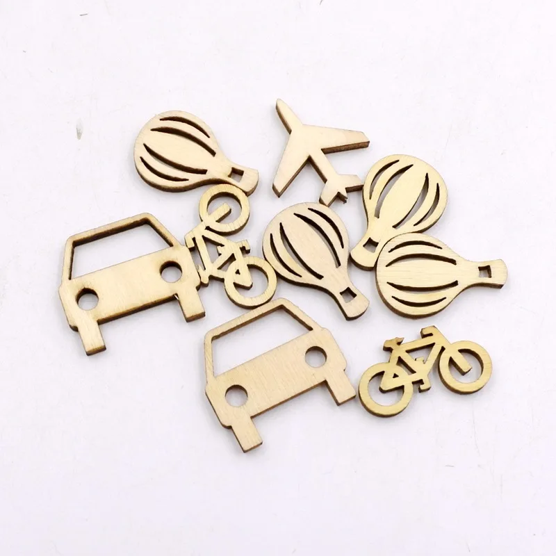 Veicolo dei cartoni animati Log Bottoni in legno misti Artigianato decorativo fatto a mano fai-da-te 25 pezzi/borsa