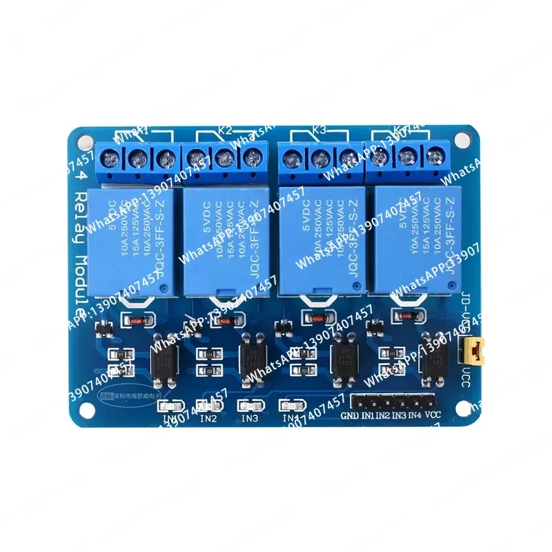 With optocoupler isolation 4-way relay module, microcontroller, expansion board, control board 5V 12V 24V