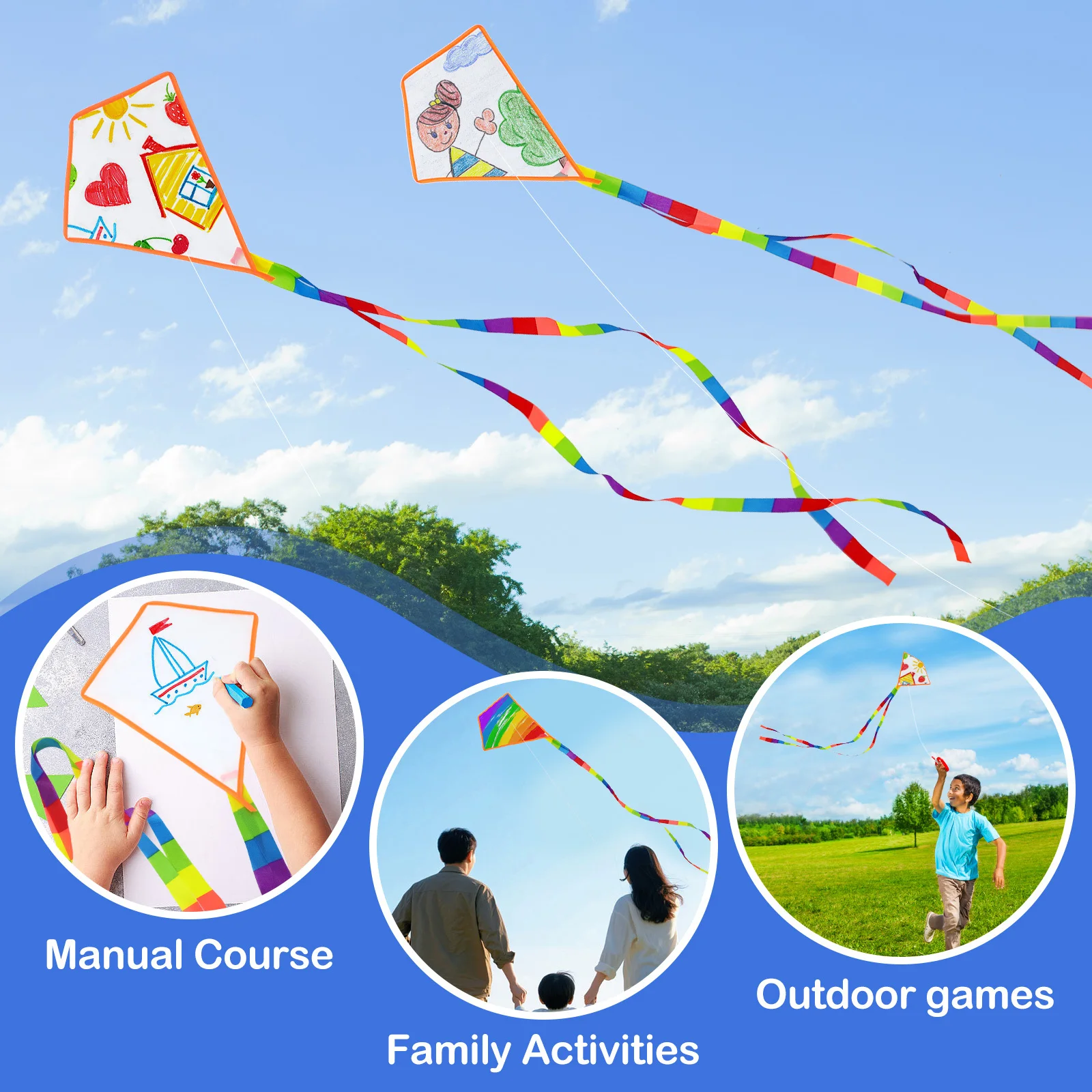 5 conjuntos diy kit kite para crianças conjunto de pintura portátil diversão atividade ao ar livre para crianças e pais crianças diy