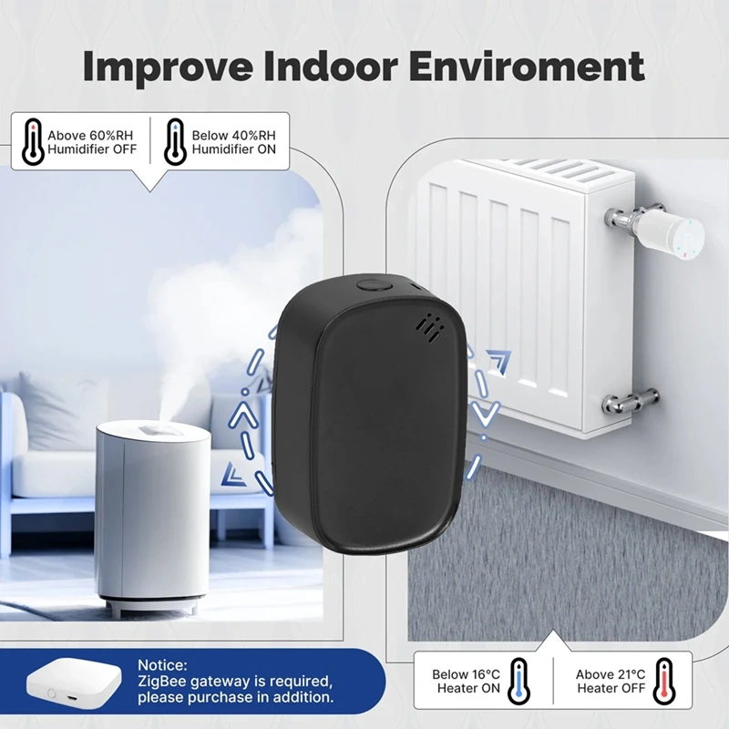 

Tuya Zigbee Smart Temperature Humidity Sensor Indoor Hygrometer APP Monitoring Works with Home-A09I