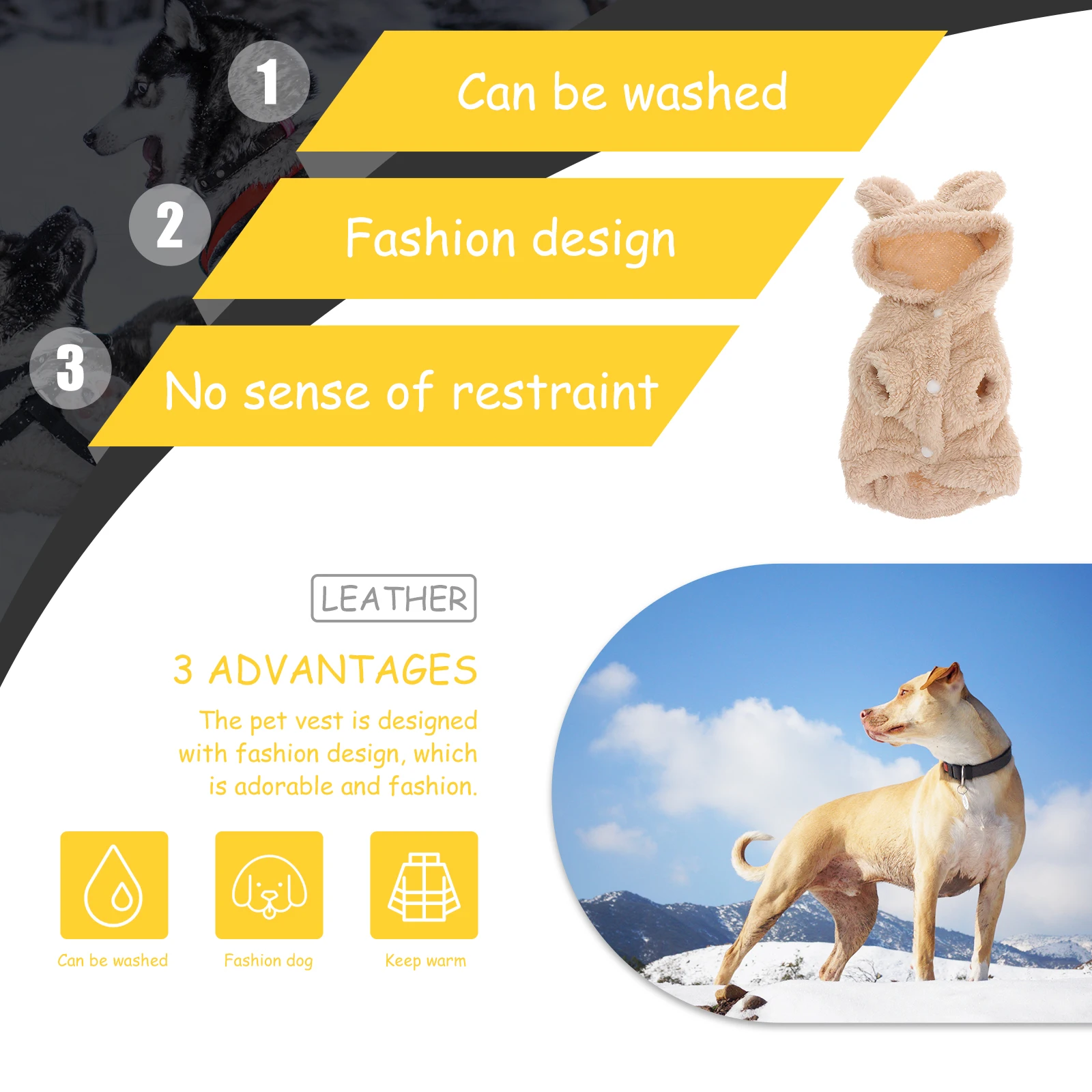 

Small Dogs Winter Clothes Jacket with Hat Sweater Cotton-padded for Pets Sweatshirts Outfit Apparel Doggy Sweaters