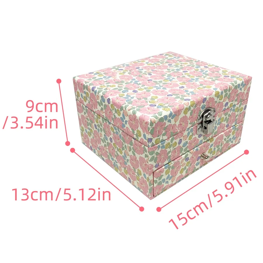 1 قطعة صندوق تشغيل الموسيقى مع درج مرآة الدورية راقصة الباليه وتخزين المجوهرات الوردي المهر لخاتم القلائد والأساور هدية عيد ميلاد