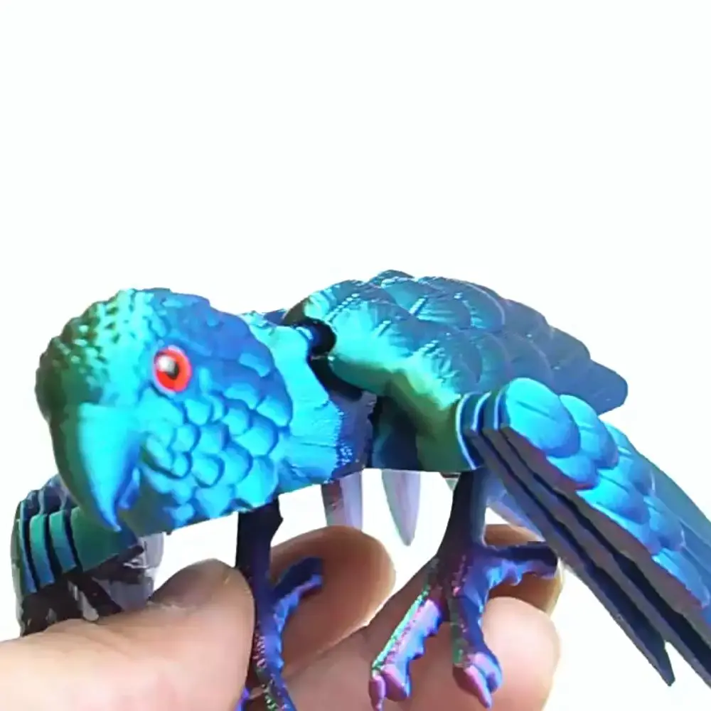 

3D Printed Parrot Model Flexible Animal Statue Bird with Wings Moveable Joints Home Decoration Autism ADHD Fun Toys Holiday Gift