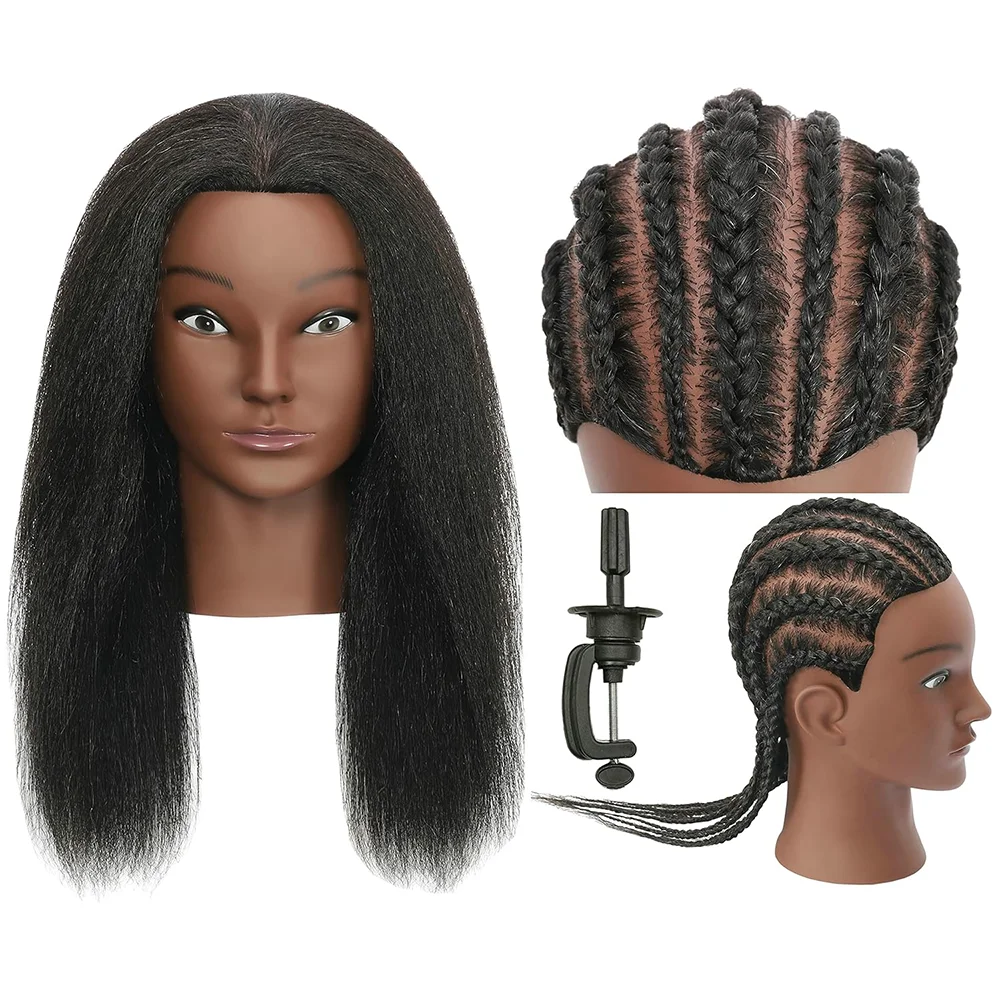 14 Zoll Kopfpuppe Mannequin Kopf echtes Haar für Kosmeto logie Puppe Kopf Friseur Friseur Trainings praxis