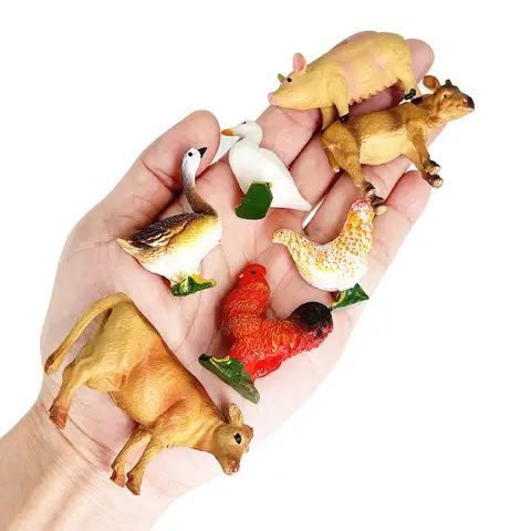 12 st/set uppdaterade simulerade solida fjäderfädjur gris hund leksaksmodell realistiska får häst ko leksaker för barn julklappar 8 best sales leksaker med bondgårdsdjur - №7