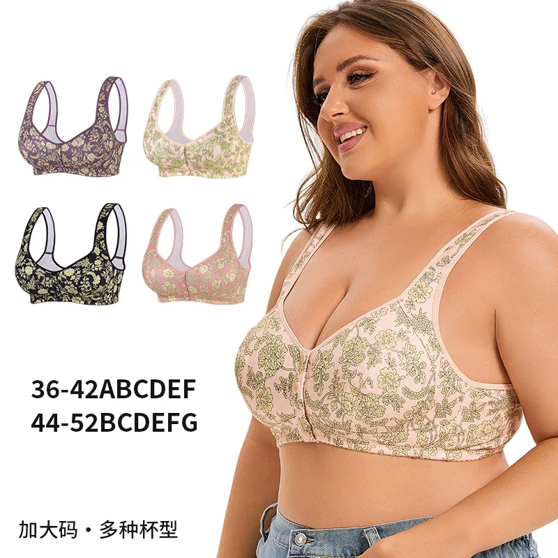 Floral Plus Size Bralette 36-52 Band G Cup Frontverschluss Wireless BH Weste Stil Nahtlos Bequem Vollständige Abdeckung Sexy Print