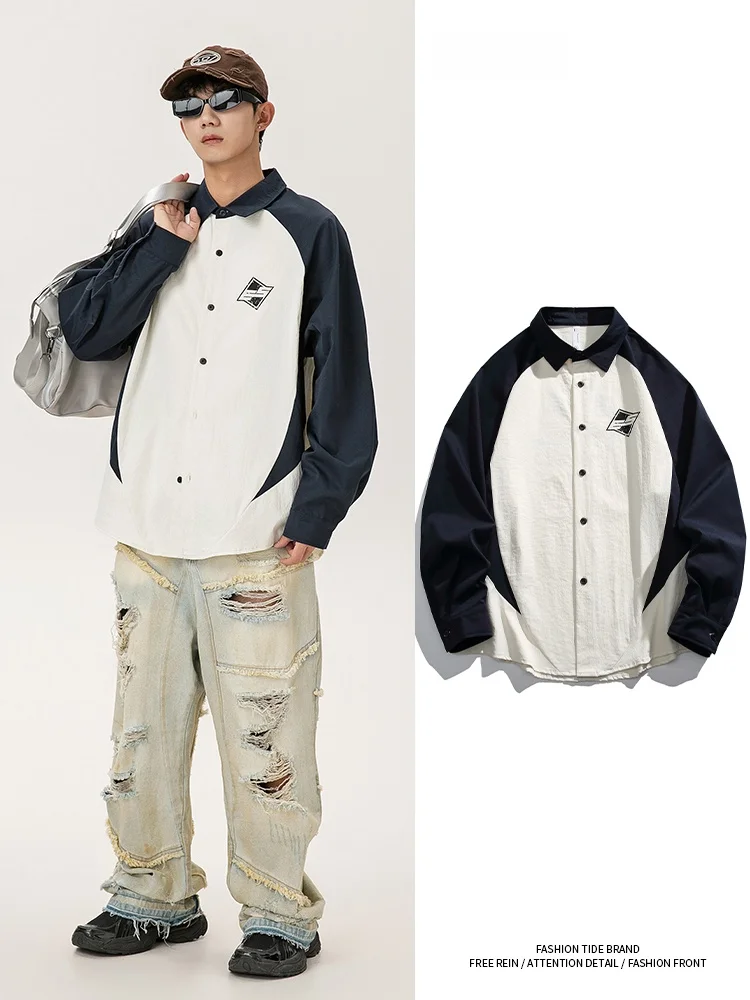 

MMOPTOP Long Sve irt for Men Spring Sle Student Faion Brand Casual Loose Fit Polyester Fiber Youthful Trend