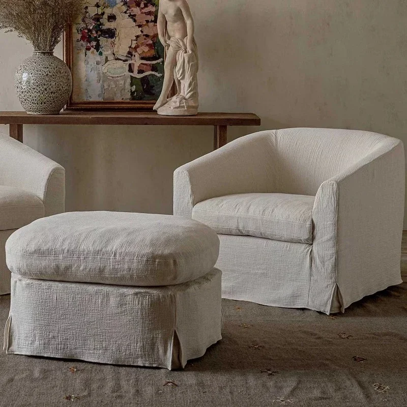 Wabi-sabi tissu en lin amovible et lavable rangée droite petit appartement salon B & B hôtel canapé en tissu rétro japonais