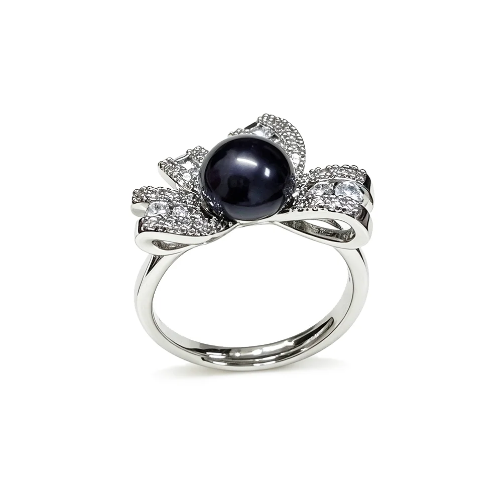 Echter Ring mit natürlichen Süßwasserperlen für Damen, Vintage-Perlenring aus 925er Silber, verstellbar, ideales Geschenk zum Jahrestag, weiß-lila. – Detail 5