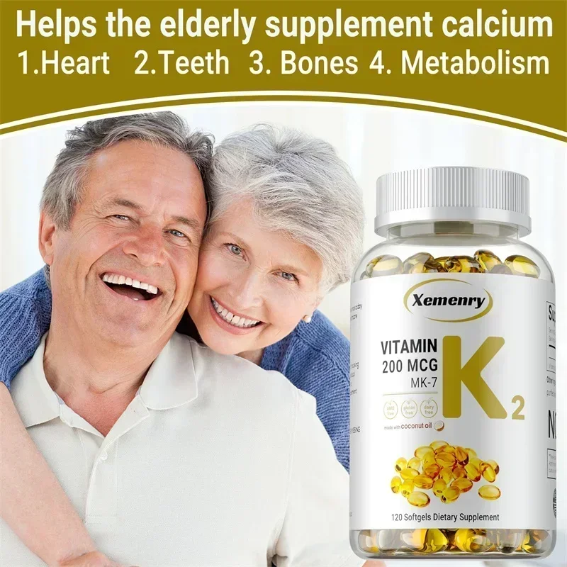 Vitamin K2 MK-7 Ergänzung – unterstützt Kalziumabsorption, Knochen, Gelenke, Immunität und Herzgesundheit, leicht zu schlucken