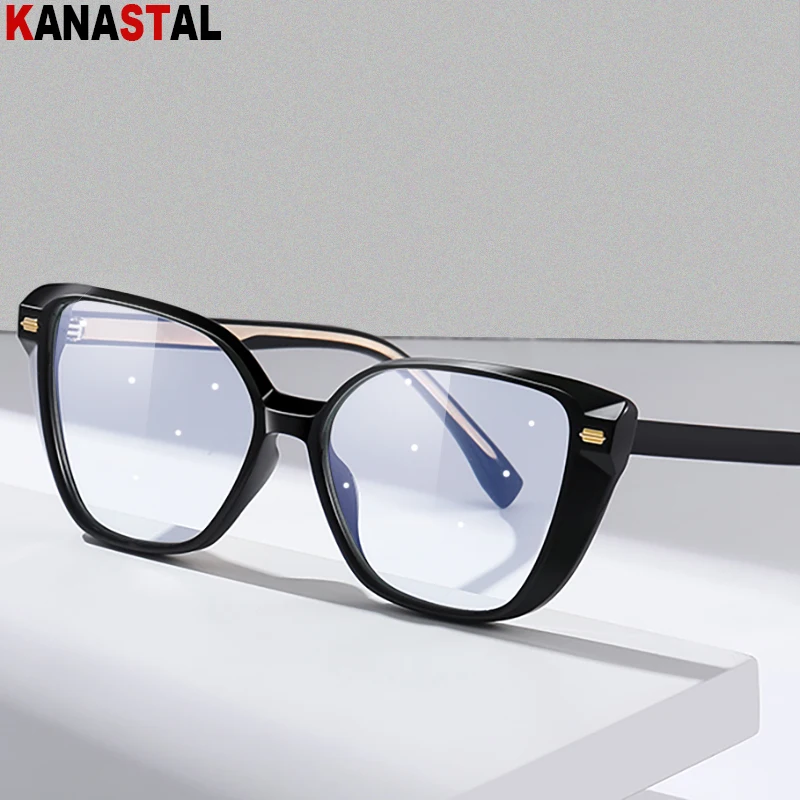 Women's Blue Light Blocking Glasses TR90 Plate Shaped Eyeglasses Frame Trend Computer Eyewear Ultralight Ladies Myopia Glasses