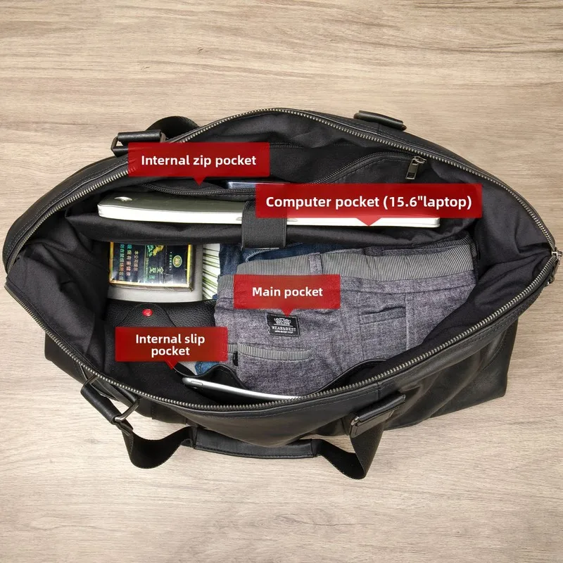 Crazy Horse Leather Trend Men's Travel Bag Leather Fashion Handbag Business Bag Long and Short Distance Luggage Bag