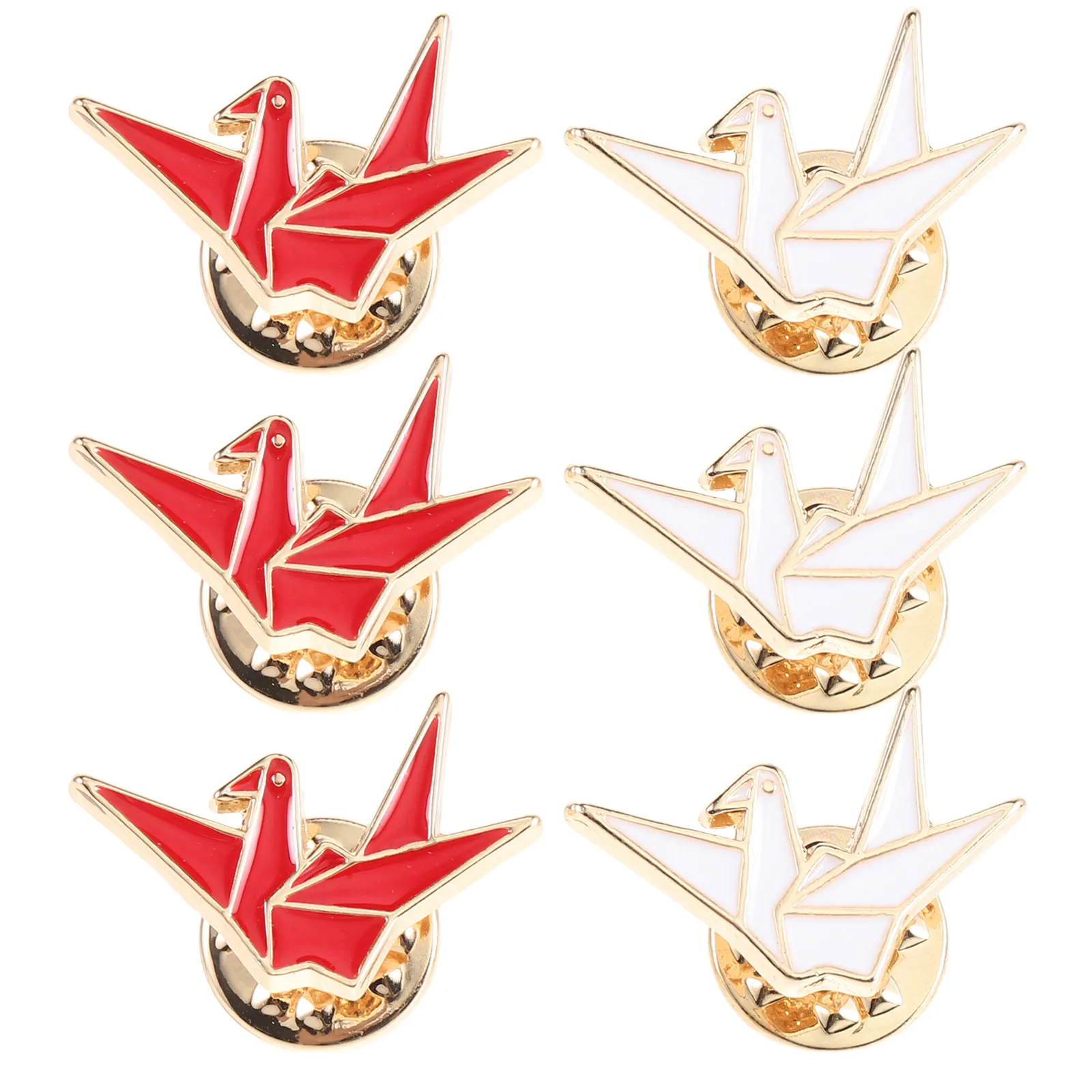 6Pcs Origami Crane Brooch Alloy Stylish Lightweight Decorative Lapel Pins for Clothes Scarves Bags Accessories