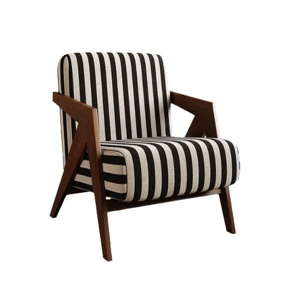 

Medieval solid wood single sofa chair B & B hotel retro leisure chair