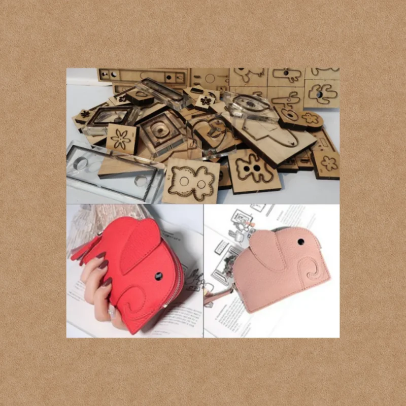 Steel Blade Wooden Cutting Die Small Elephant Card Holder Wallet Mold DIY Leather Craft Cutting Punch Tool