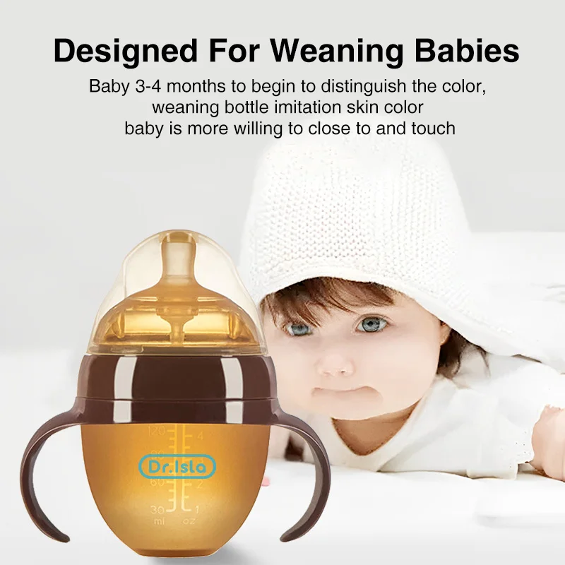 150ML/250ML Portable Baby Bottle Slicone Feeding Bottle With Handle Baby drop-resistant Bottles Newborn Bottle BPA Free image 2