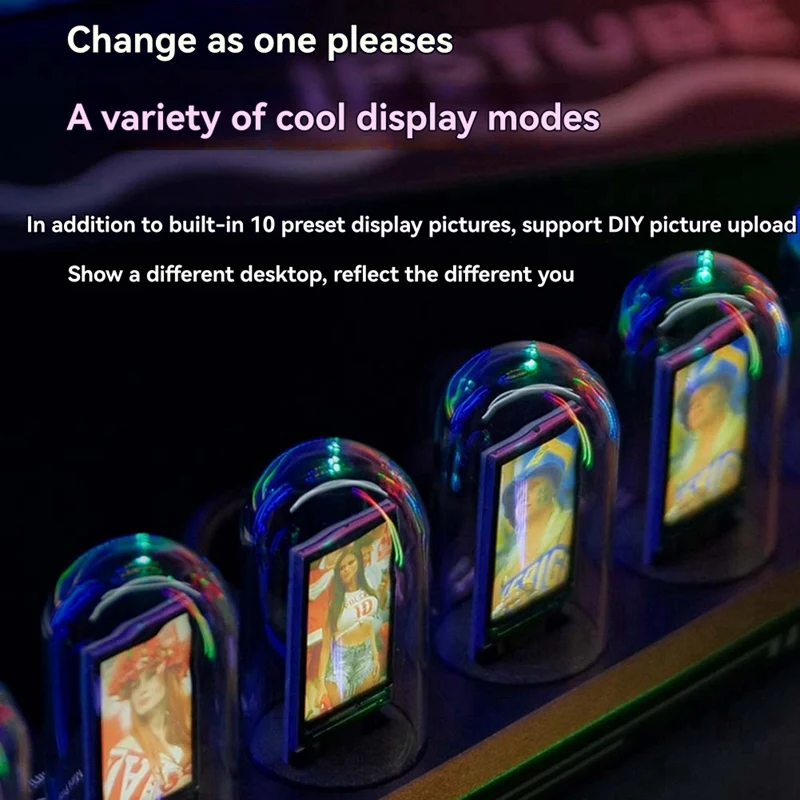 

Neon Tube Clock LED Nixie Tube Clock IPS Color Screen Digital Clock DIY Analog