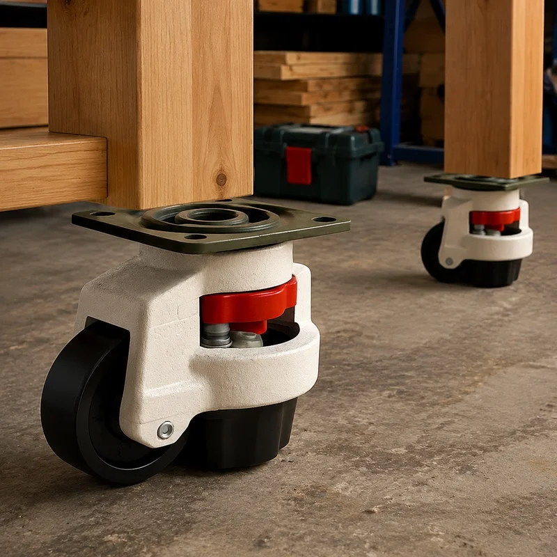Sturdy Workbench and Vending Equipment Caster with Height Adjustment and Non-Slip Wheels