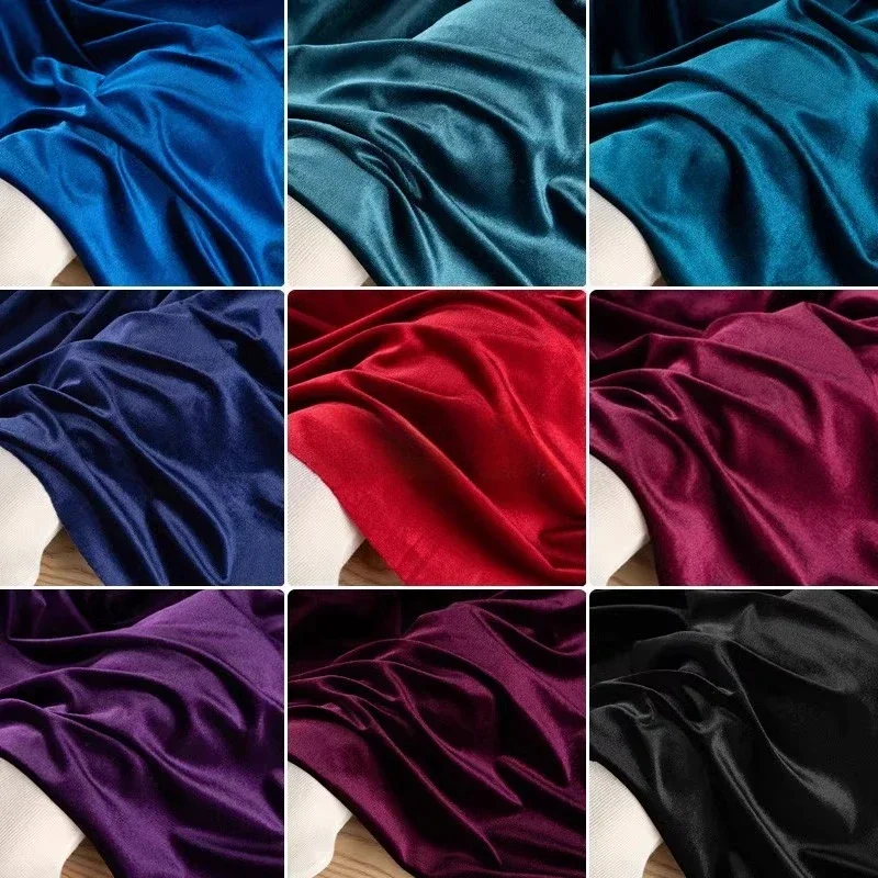Solid Colored Velvet Fabric Four Sided Elastic Sewing Dress Cheongsam Base Shirt Wide Leg Pants Glossy Velvet Fabric
