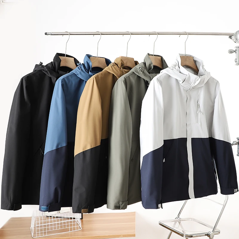 

Men's Outdoor Windproof Waterproof Jaet Coat Spring Autumn New Sle Light Luo Lan Home Faion Polyester Fiber Hooded
