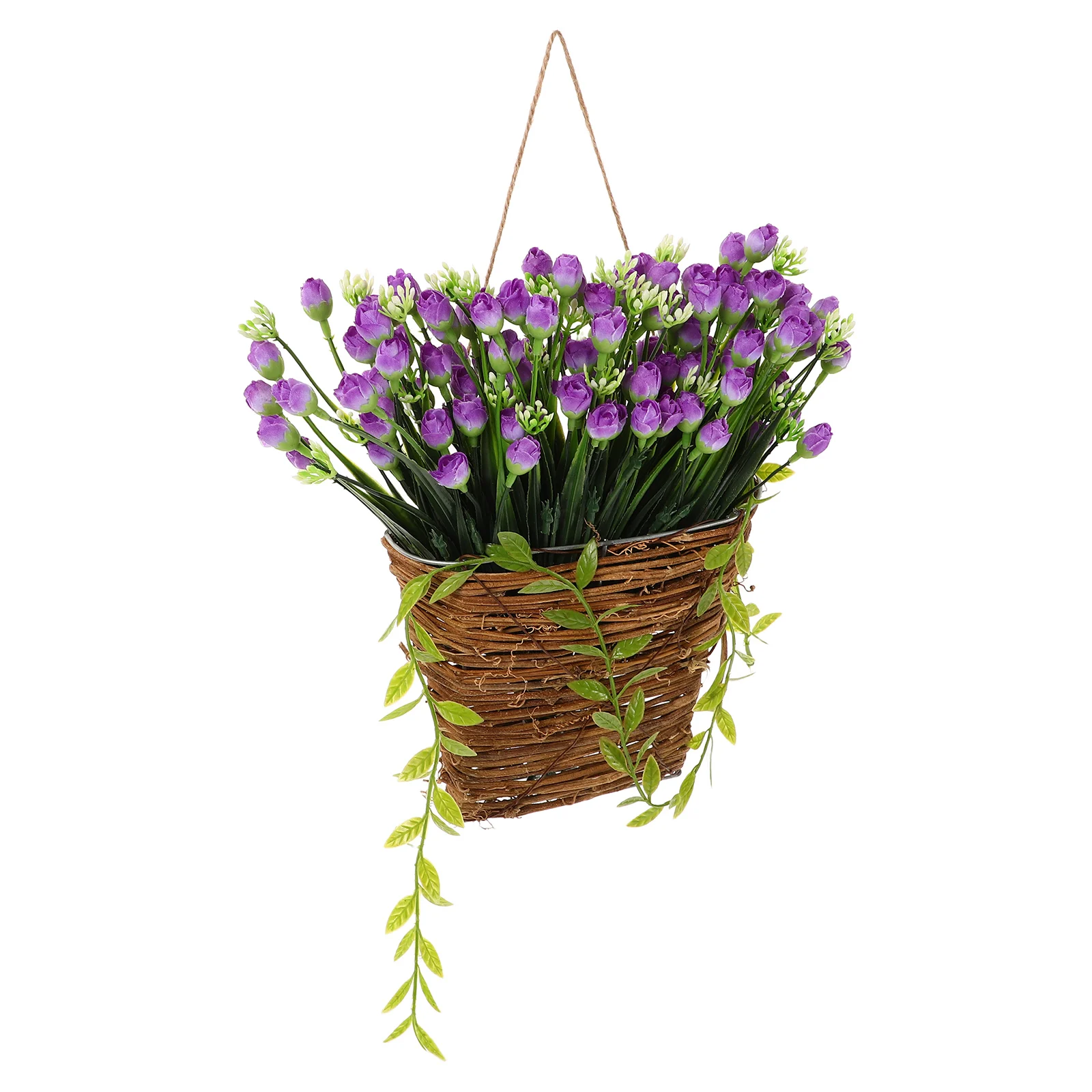 

1pcs Spring Wreath For Front Hanger Artificial Floral Decorative Wall Hanging Door Basket Wreath Farmhouse Holiday Home Purple