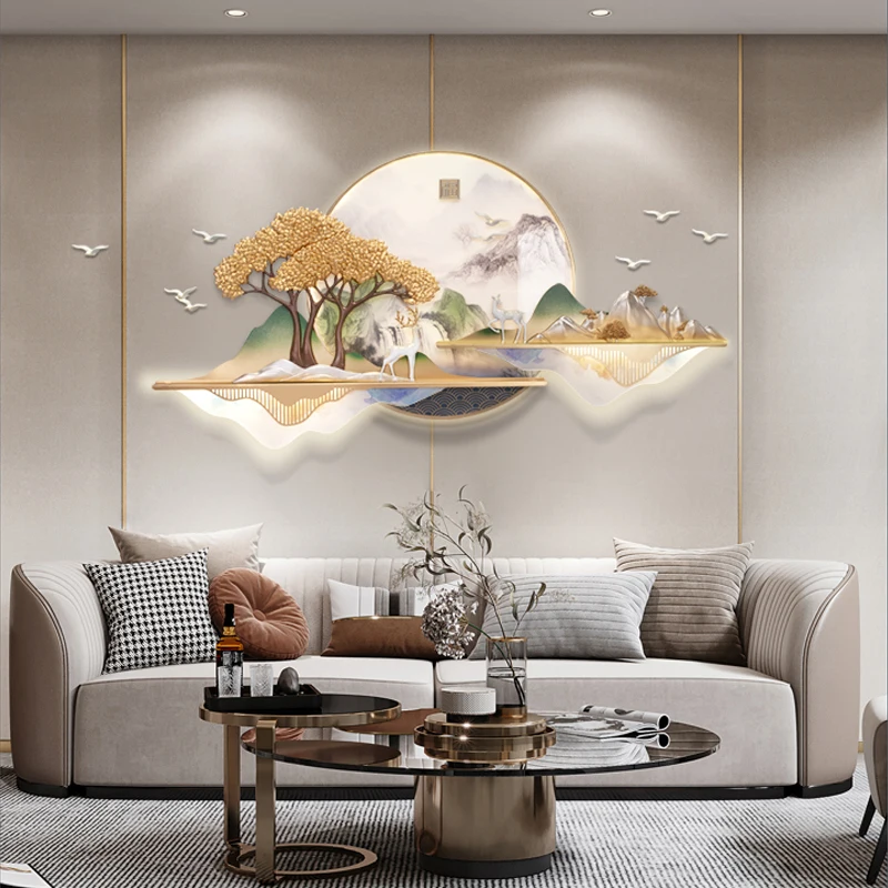 

New Chinese style living room decoration paintings, wall paintings, landscape lighting, high-end mural lights