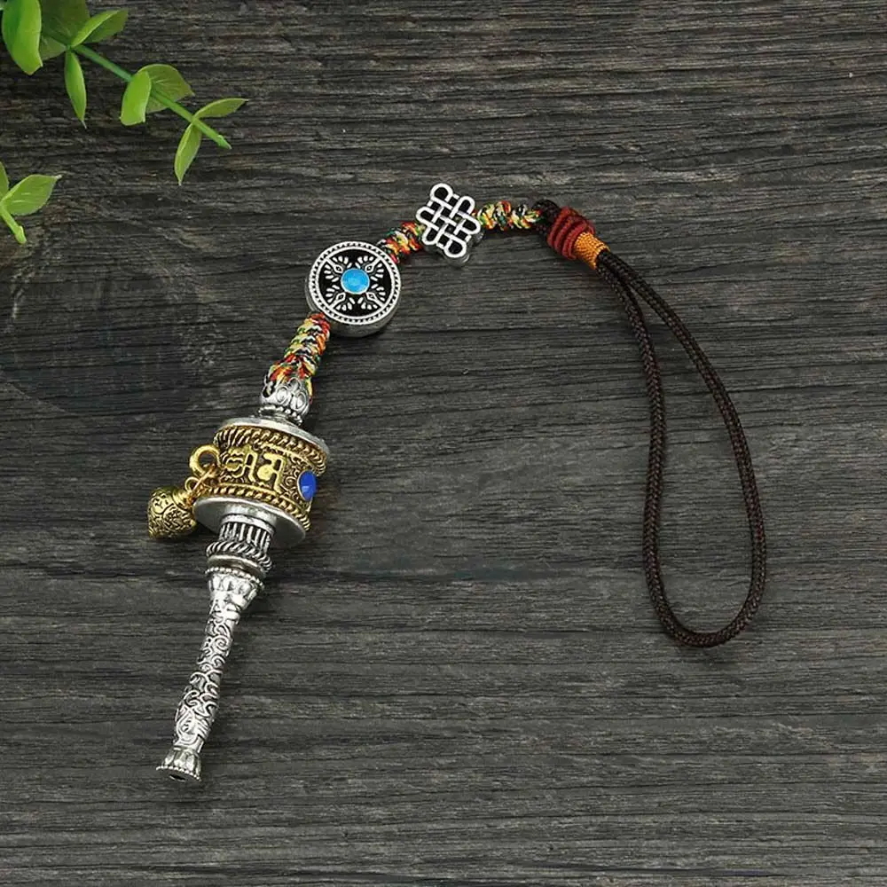 Mantra Keyring Accessories Bag Pendants Car Ornament Key holder Vajra car keychain Prayer Wheel Pendants Buddhist keychain