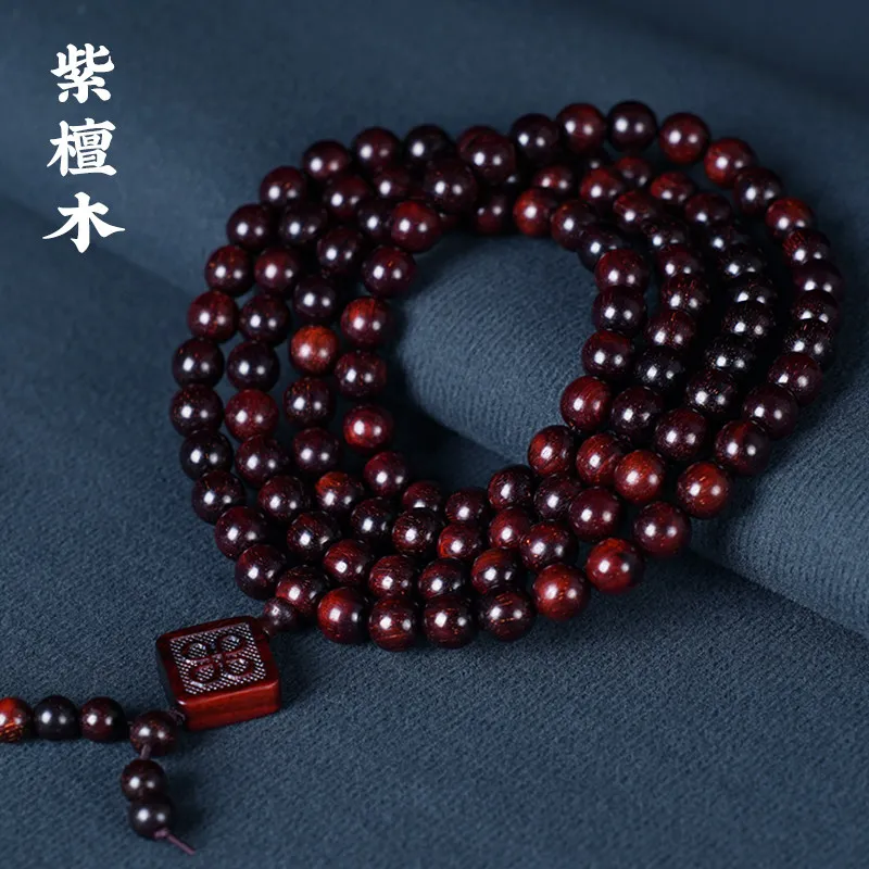 

Zambian Rosewood Multi-loop Bracelet Sandalwood Buddhist Prayer Beads Necklace Gifts