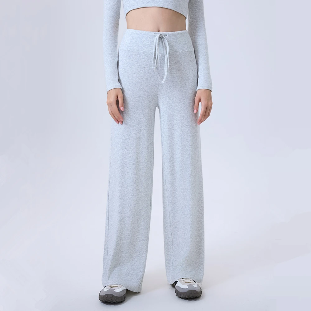 

Зимние женские свободные спортивные штаны для йоги, теплые прямые брюки для тренажерного зала, фитнеса, бега, широкие спортивные штаны для бега с завязками