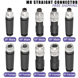 M8 Sensor Connector Screw Connection Metal A Code 3pin 4pin Non-welding 5pin 6pin 8pin Weld IP68 Straight Waterproof Connectors
