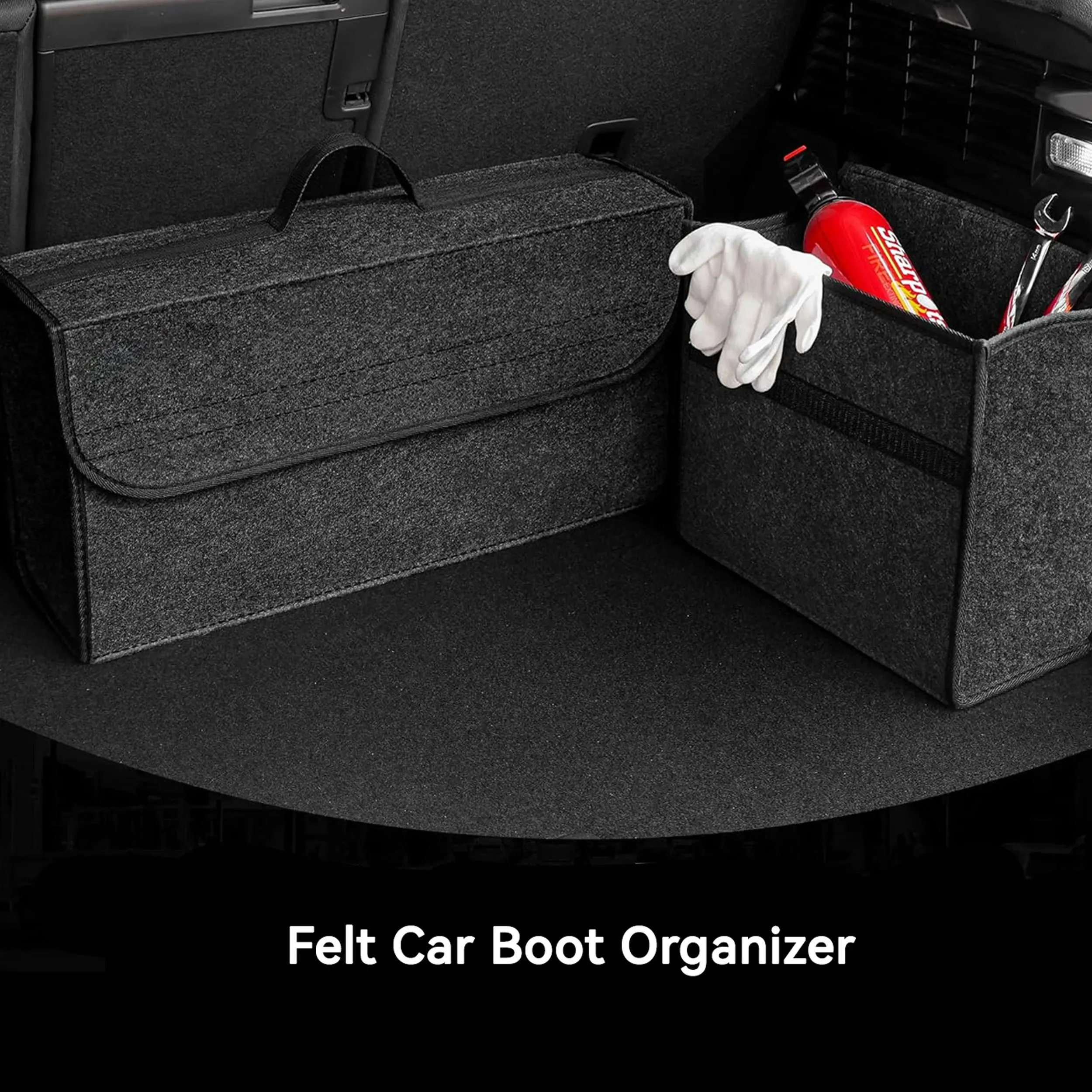 Filz-Kofferraum-Organizer, faltbare Kofferraum-Aufbewahrungsbox, verbessertes Filz-Mehrzweck-Autozubehör für Werkzeuge, Einkäufe und Wartung, 2 Größen – Detail 4