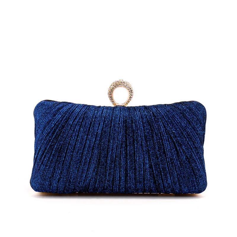 elegant pleated Clutch Bag ladies Emerald Green Pleated Evening Bag Formal DressBasic Cloth Solid Color Handbag Navy Blue Purse