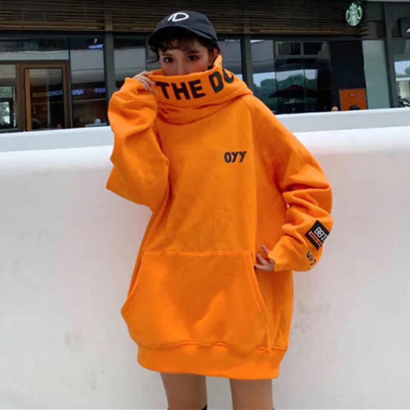 High Collar Hoodie 2022 Hoodies Women Winter Sweatshirts Thick Hooded Sweatshirts Korean Hoodies Women Kawaii Oversized Hoodie